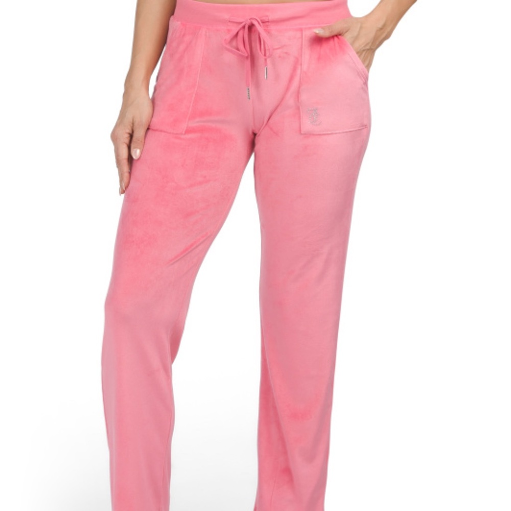 New JUICY COUTURE Velour OG Big Bling Sweatpants in Pink lemonade Size Medium -